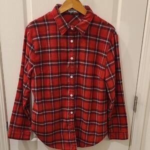 Red Plaid Button-Up Shirt